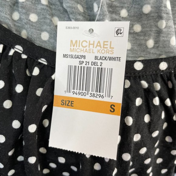 New Michael Kors Logo Polka Dot Print Flare Sleeve Top Black White Size Small - Picture 15 of 16